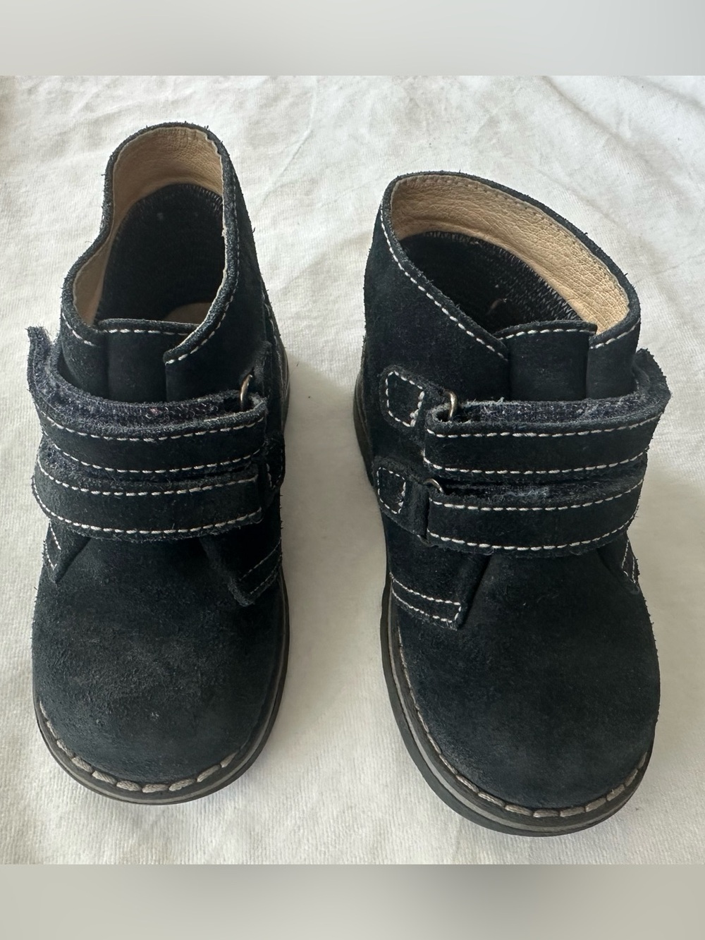 Children's Black Suede Hook-and-Loop Ankle Boots
